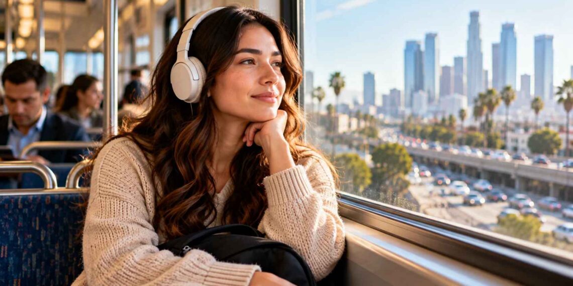Peaceful Commute by the City Window