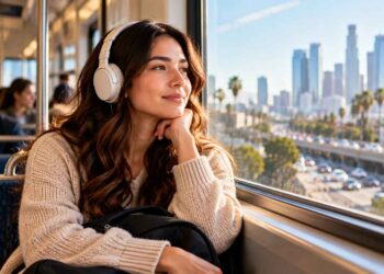 Peaceful Commute by the City Window