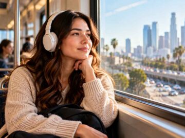 Peaceful Commute by the City Window