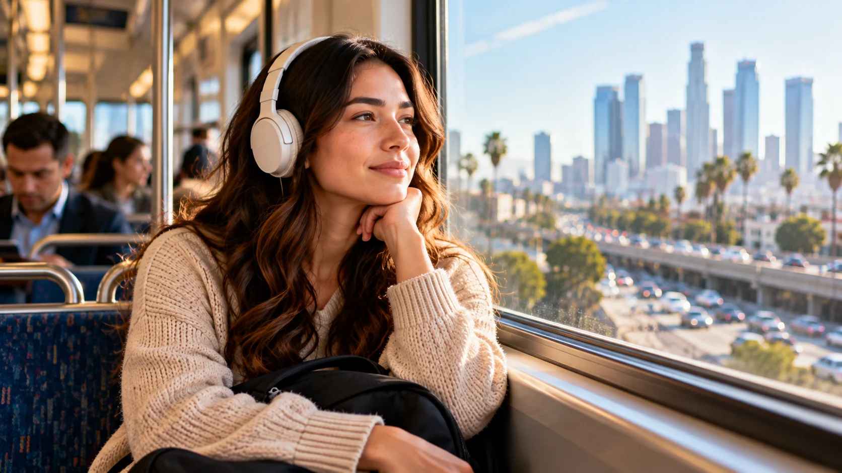 Peaceful Commute by the City Window